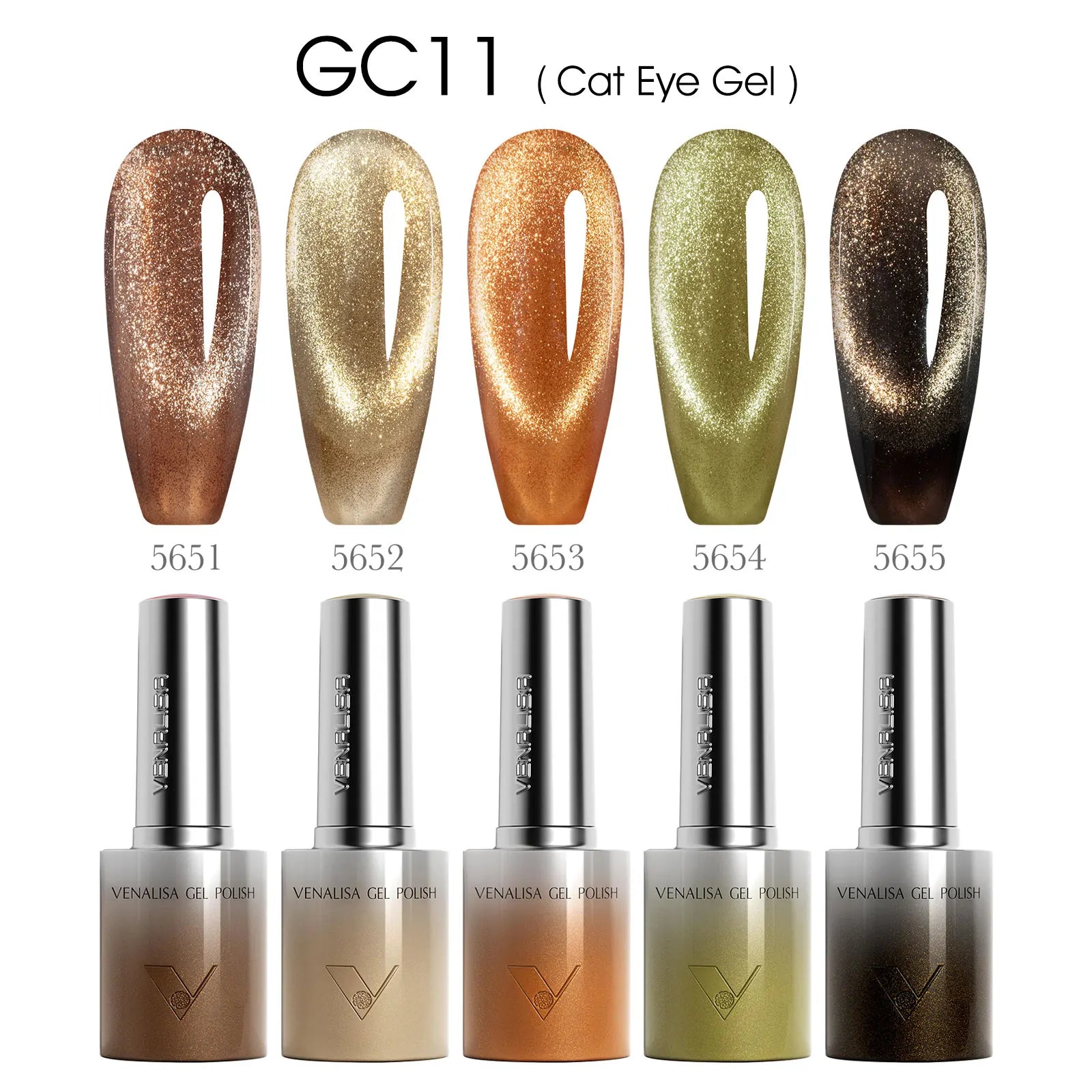 VENALISA 60 Colors TPO/HEMA FREE Glitter Gel Cat Eye Gel Nail Polish UV/LED Soak-Off Gel Polish Manicure DIY Nail Art Christmas