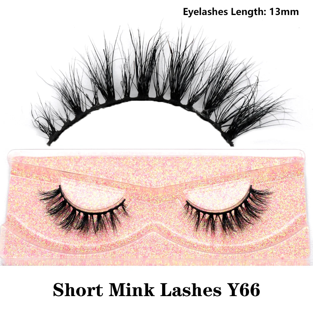 FOXESJI Real Mink Fluffy Short Eye Lashes Extension Wispy Soft Natural Short False Eyelashes Daily Wear Full Strip Lashes Makeup