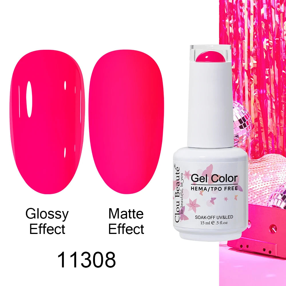 Clou Beaute Gel Nail Polish Neon Brown Royal Blue Red Green Pastal Nude Nail Art Varnishes Gel Lacquer Top Coat UV Gel Nail