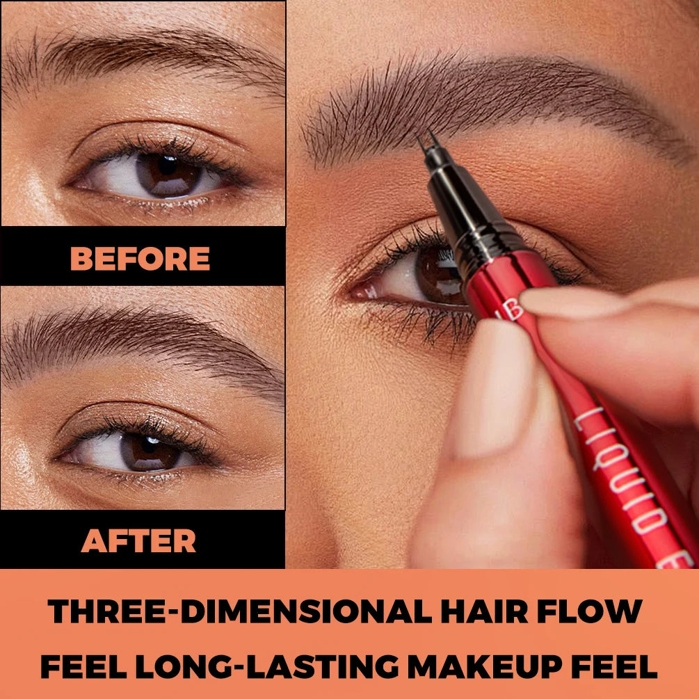 QIBEST 2 Points Eyebrow Pencil Long Lasting Easy To Grip Eyebrow Tattoo Waterproof Thin Liquid Lying Silkworm Brow Pen Cosmetics