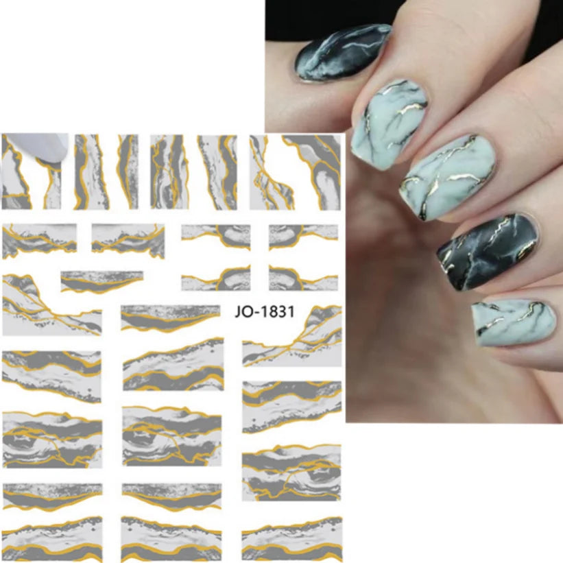 Nail Stickers 3D  Metal Line Sliver Gold Thorns Vine Curve Stripe Lines Tape Swirl Sliders Manicure Adhesive Gel Nail Art Decals