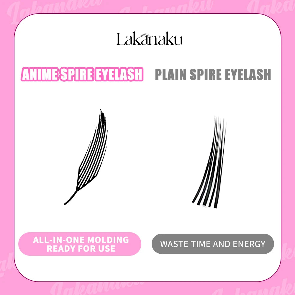 LAKANAKU Manga Anime Spire Eyelashes Extension Feather Shape 0.07mm C/D/CC Curl Mix 8-15mm 9-13mm Cashmere Premade Fan Eyelashes