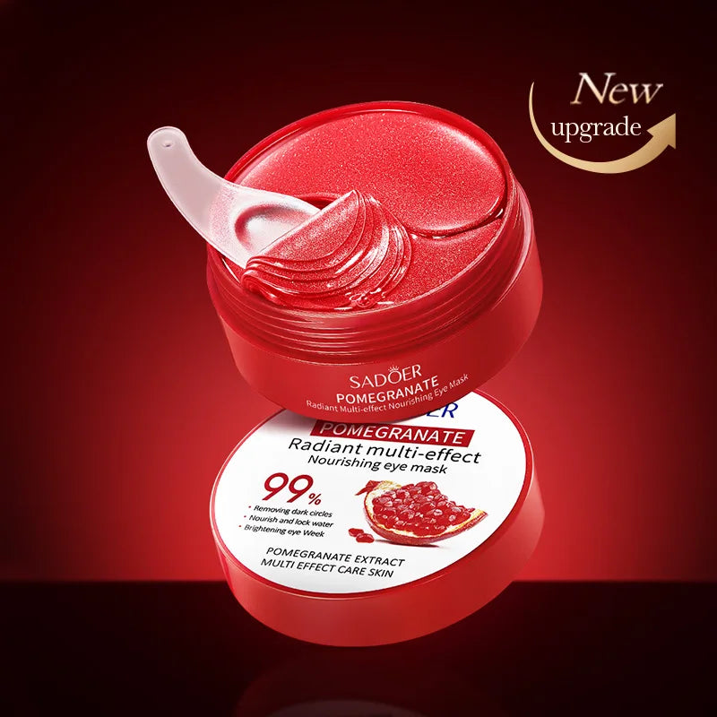 60pcs SADOER Red Pomegranate Collagen Eye Mask Firming Anti Dark Circles Remove Eyes Bag Moisturizing Eye Patches Eyes Skin Care