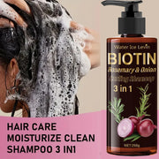Biotin Shampoo 3-in-1, Moisturizing and Rich in Onion Extract Foam, Hydrates and Adds Shine for 72 Hours, Gently Massages and Cleanses for Hair That Is Fluffy and Smooth