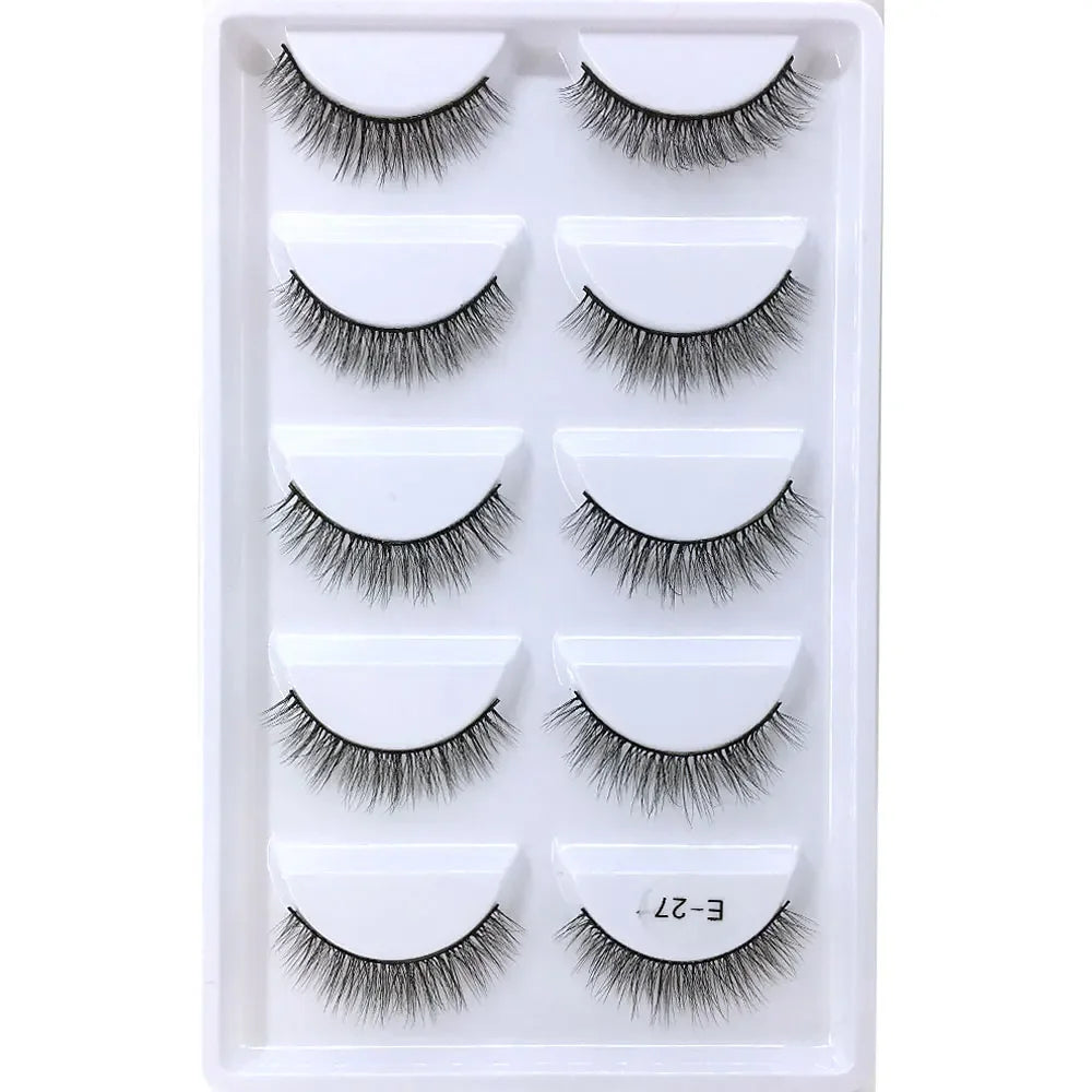 HBZGTLAD 5Pairs 3D Handmade Fake Eyelashes Natural Long Thick Daily Makeup Thick Cross Eyelashes Eye Lashes