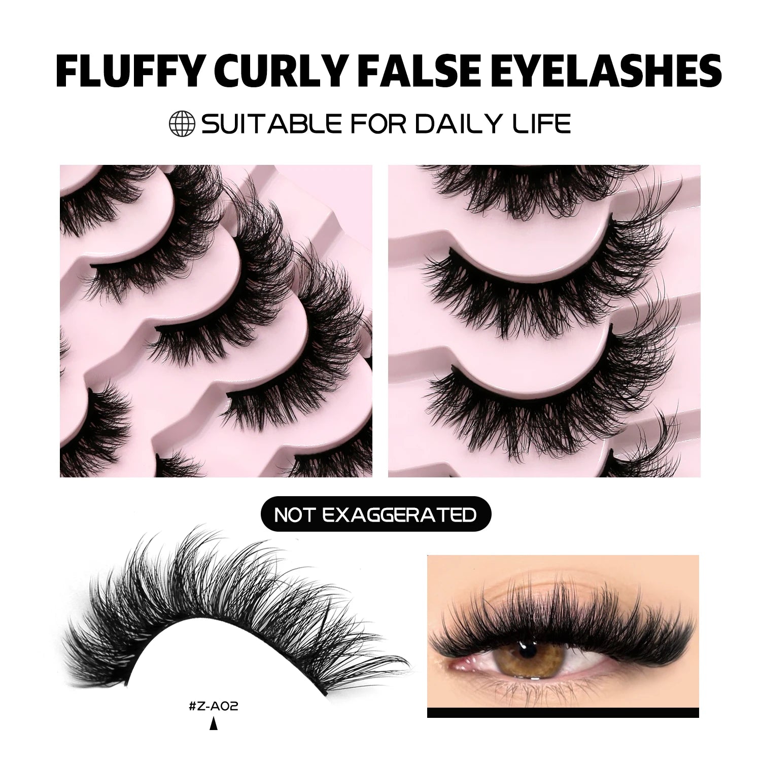 GROINNEYA False Eyelashes 3D Mink Lashes Cat Eyelashes Fluffy Wispy Volume Lashes Fake EyeLashes Natural Lashes Strips Makeup