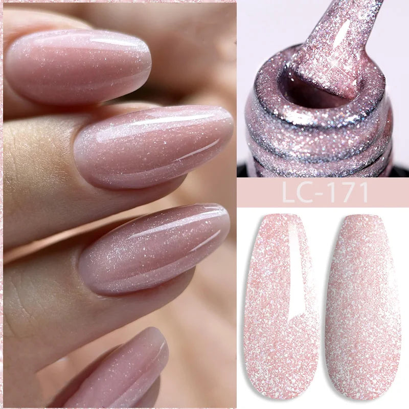 LILYCUTE 7ml Champagne Rose Gold Glitter Gel Nail Polish Colorful Sparking Long Lasting Manicure Soak Off Nails Art Gel Varnish
