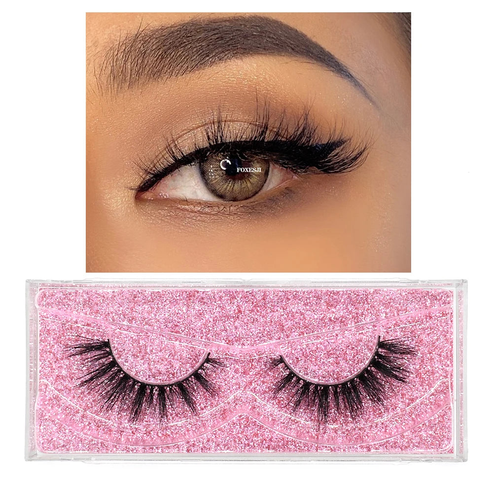 FOXESJI Makeup Eyelashes 3D Mink Lashes Natural Long Lasting Wispy Soft Eyelash Extension Fluffy Eye Lashes Mink False Eyelashes