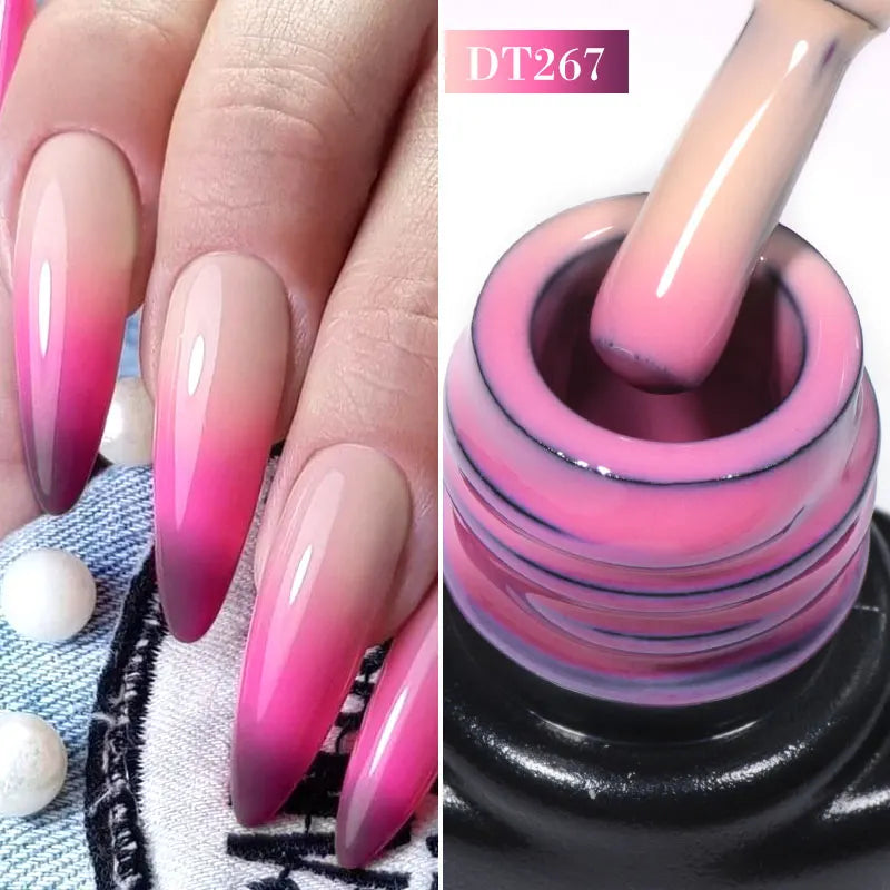MEET ACROSS 7ml 36Colors Glitter Thermal Gel Nail Polish 3 Colors Changing Soak Off Gel Winter Semi Permanant Nail Art Varnish