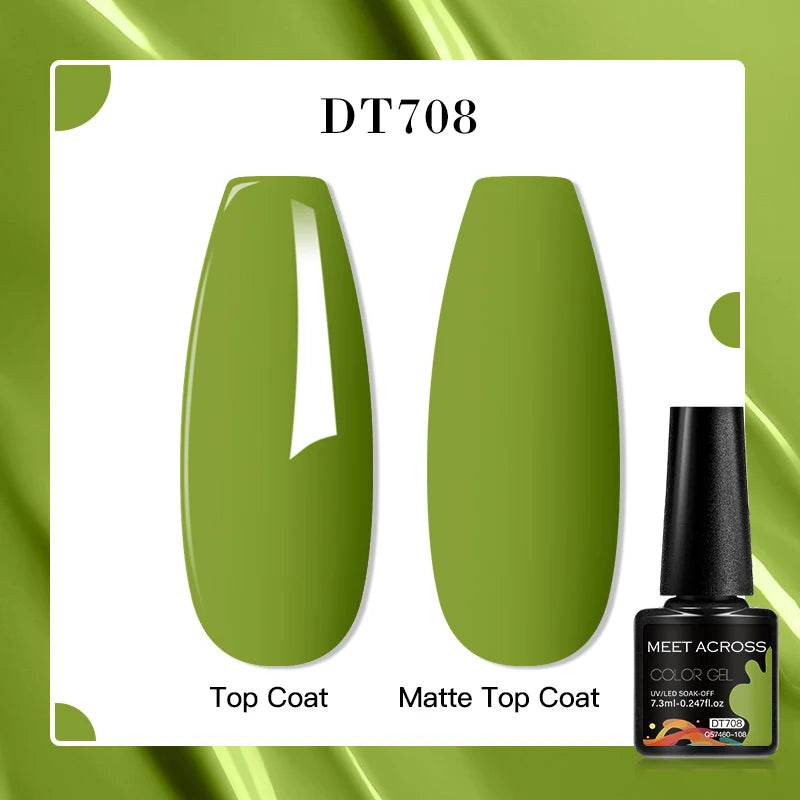 MEET ACROSS 7ml Red Blue Green Metallic Gel Nail Polish Super Bright Mirror Effect Semi Permanent LED UV Gel Nail Art Varnish