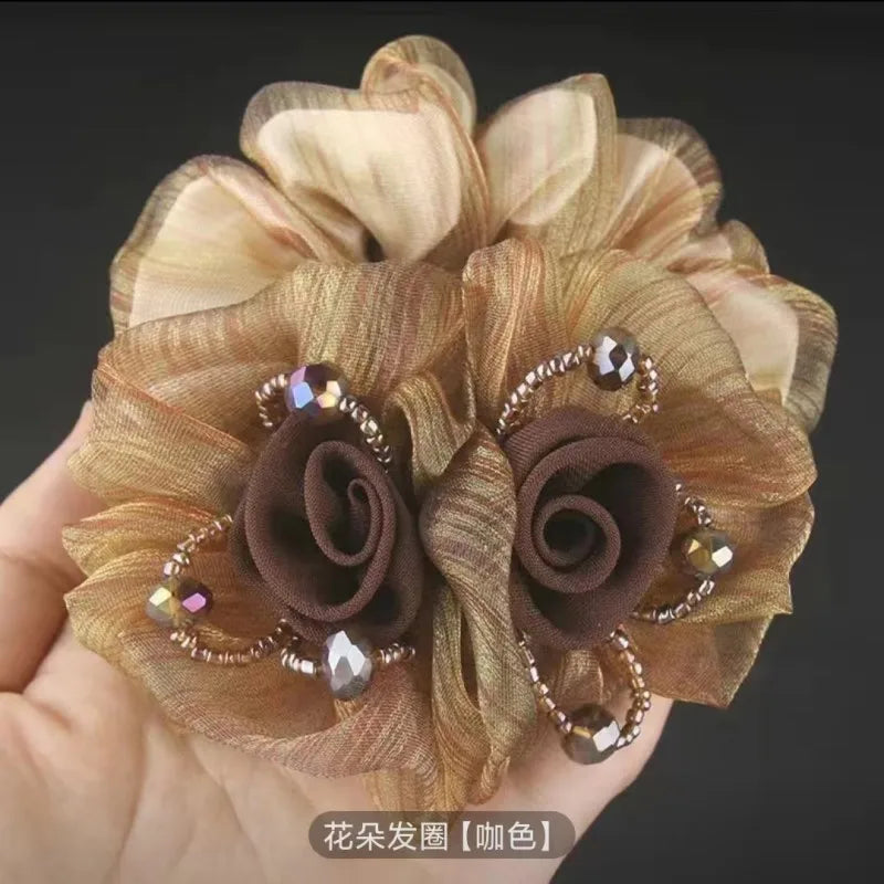 Women Lace Hair Scrunchies  Bow Hair Fantaisie Tie High Elasticity