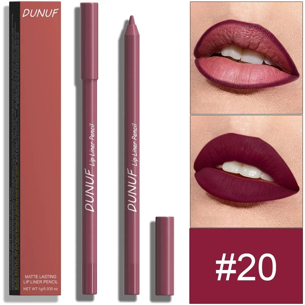 24 Colors Foaming Lipliner Durable Waterproof Soft Mist Lipstick Pen Gentle Pink Brown Purple Colors Matte Lip Contouring Pencil