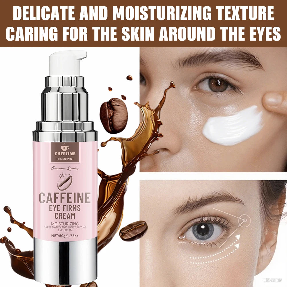 HISENRAIN Under Eye Cream with Caffeine, Vacuum Pump Anti-Aging Firm & Lift Dark Circles Puffiness, Professional Eye Treatment.
