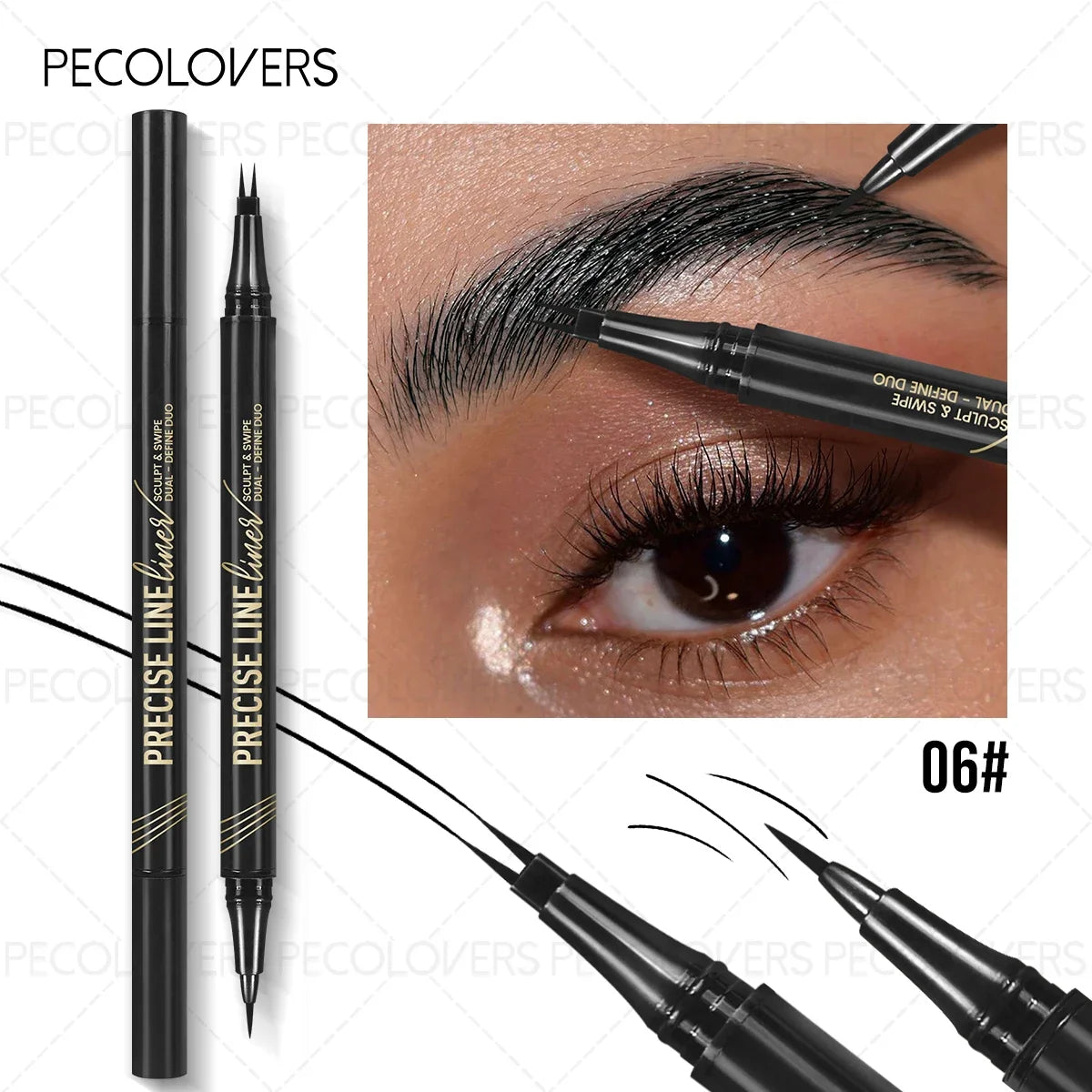 1PC Double-Ended Waterproof Eyebrow Pencil - Non-Fading, Precise Application for Long-Lasting Brow Makeup
