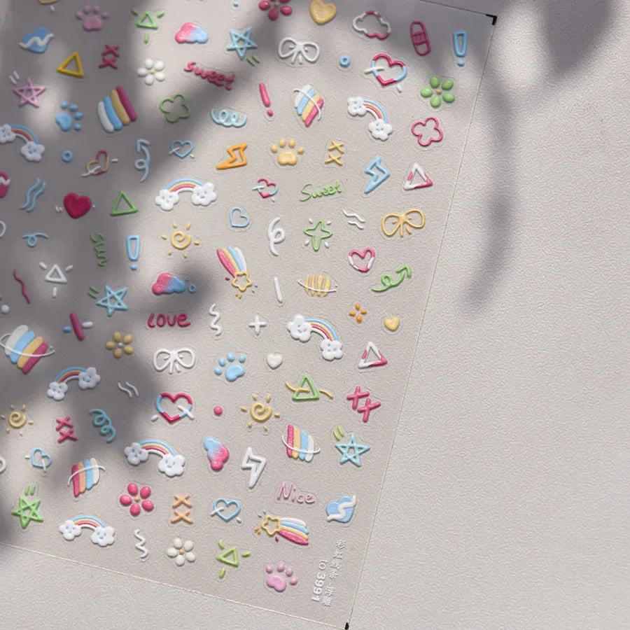 5D Jelly Flower Nail Stickers Delicate Petal Blossom Shiny Like Translucent Floral Self Adhesive Decoration Manicure Decal DIY