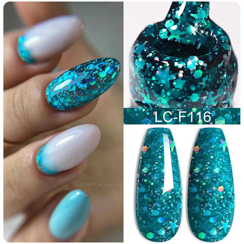LILYCUTE 7ML Auroras Glitter Thermal Gel Nail Polish Temperature Color Changing Semi Permanent Soak Off Nail Art UV Gel Varnish