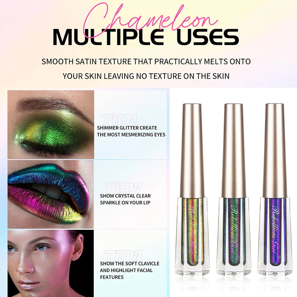 Metallic Glitter Pearlescent Eyeshadow Cream Chameleon Sparkling Liquid Eye Shadow Shimmer Brightening Diamond Highlighter