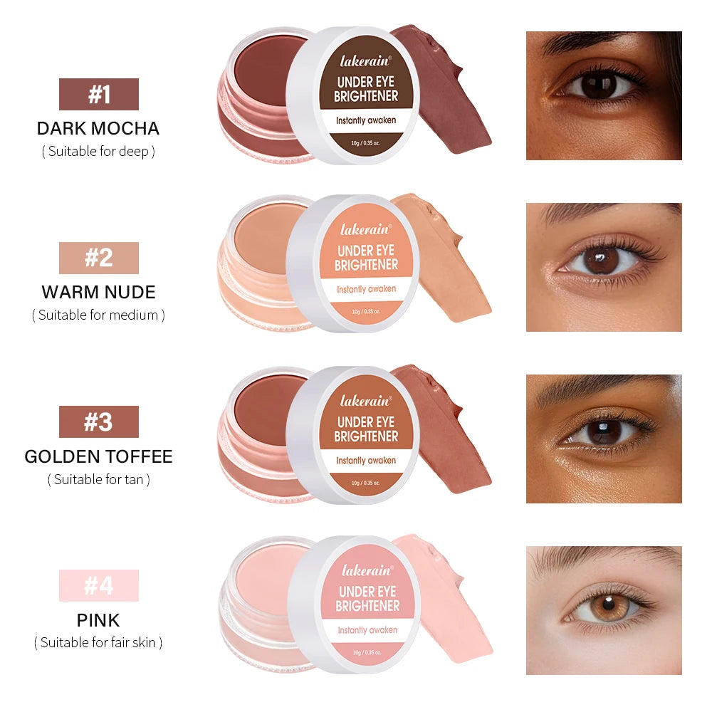 Lakerain Eye Concealer with Brush Durable 3D Shaping Cream for Dark Circles Age Lines Spot Covering Long-lasting Makeup