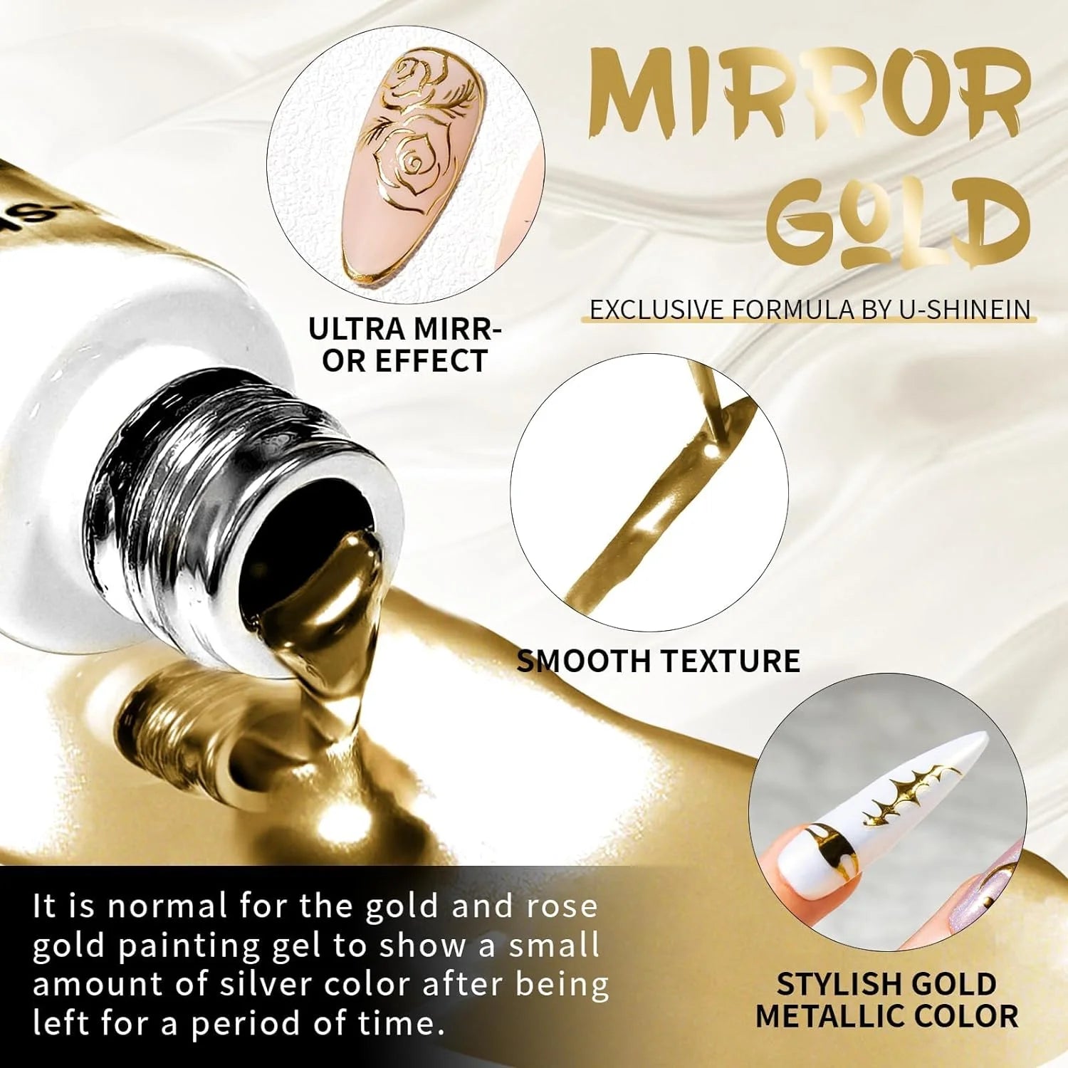 5/8/10/12ml 5D Metallic Painting Nail Gel Silver/Gold Liner Polish Mirror Chrome Effect Gel Nail Polish Soak Off UV/LED Drawing^