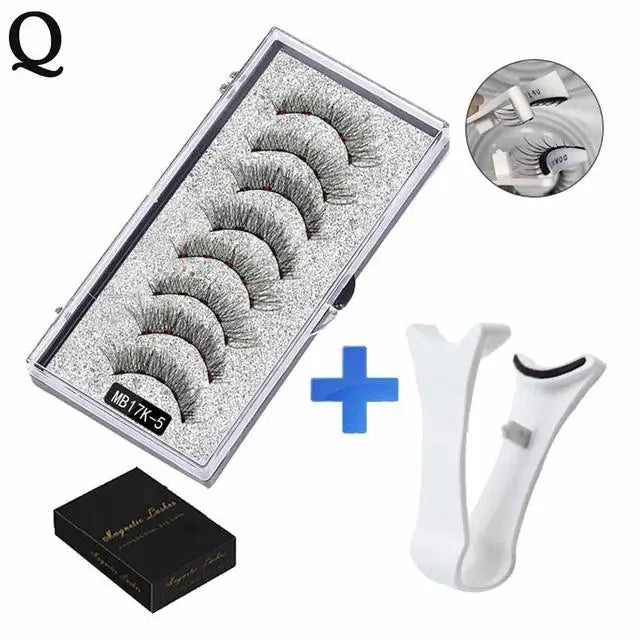 3D Natural Magnetic Eyelashes,With 5 Magnetic Lashes Eyelashes Handmade False Gift Reusable Magne T6N2