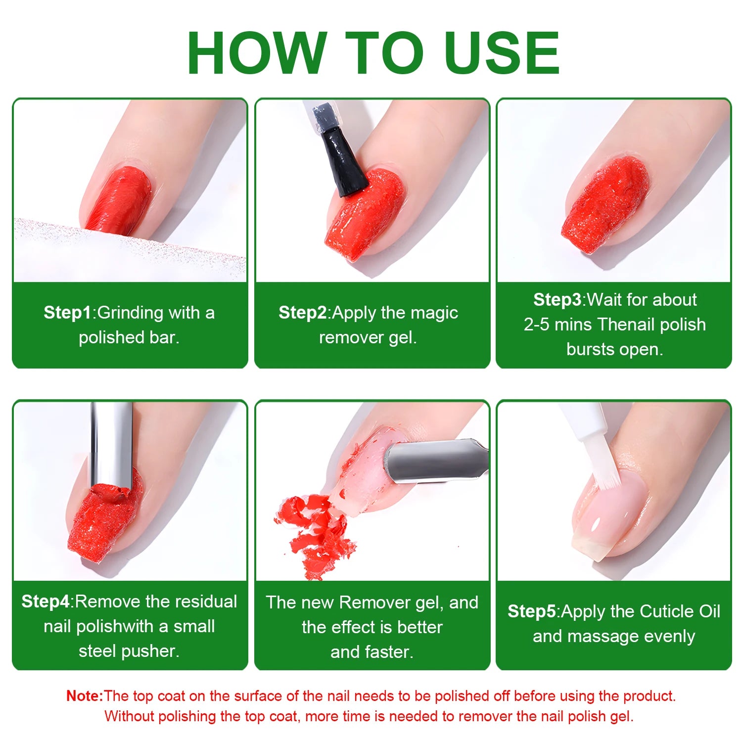 3pcs Set Gel Nail Polish Remover,Quickly & Easily Removes Uv Gel Polishes Within 2-3 Minutes,No Need To Soak Or Wrap Nails