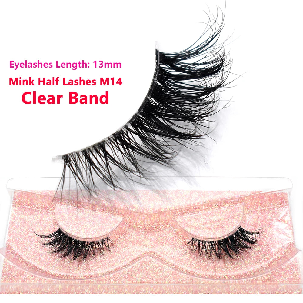 Half Lashes Short Mink Eyelashes Fluffy Soft False Eyelashes Wispy Cross Strip Eye Lashes Natural Mink Eyelash Extension Makeup
