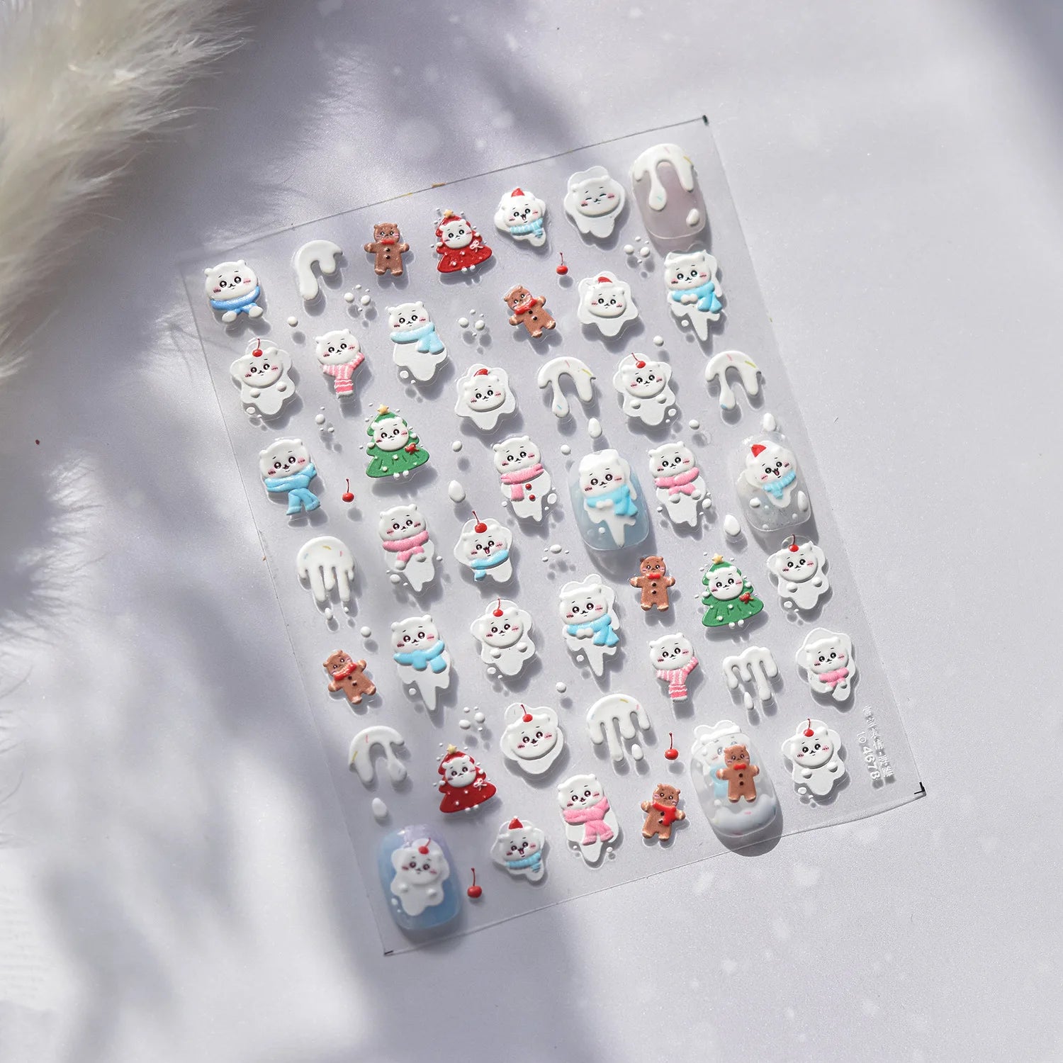 1pcs Japanese Cute Graffiti Lines Nail Art Stickers 5D Embossed Butterfly Rabbit Nail Art Accessory Stickers Self Adhesive Decal