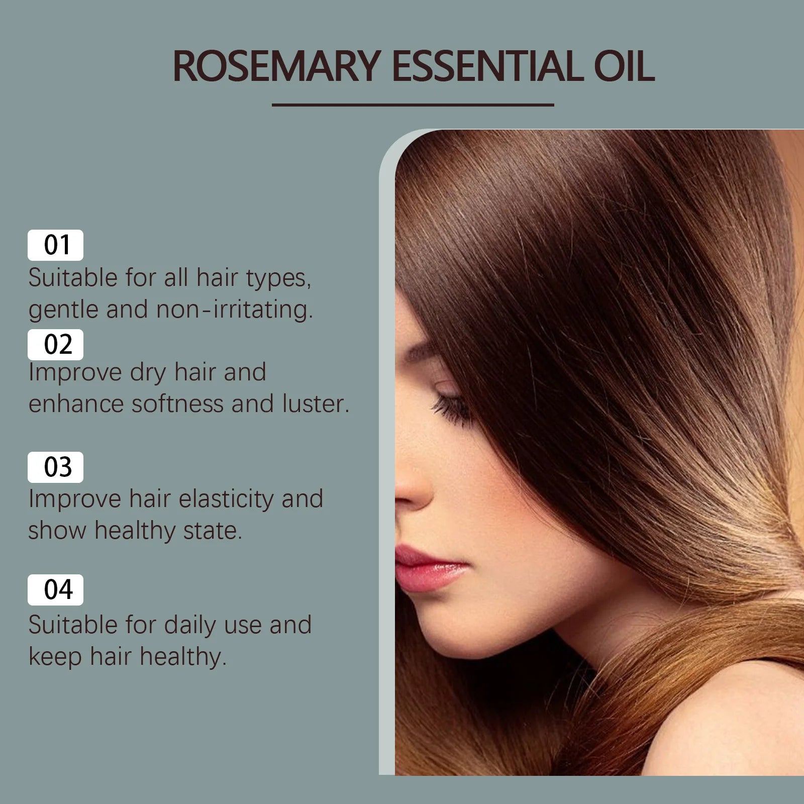 Rosemary Essential Oil Hair Serum Scalp Treatment Enriched for Thicker Hair Glowing Frizz Control Hair Growth Shine Nourishing