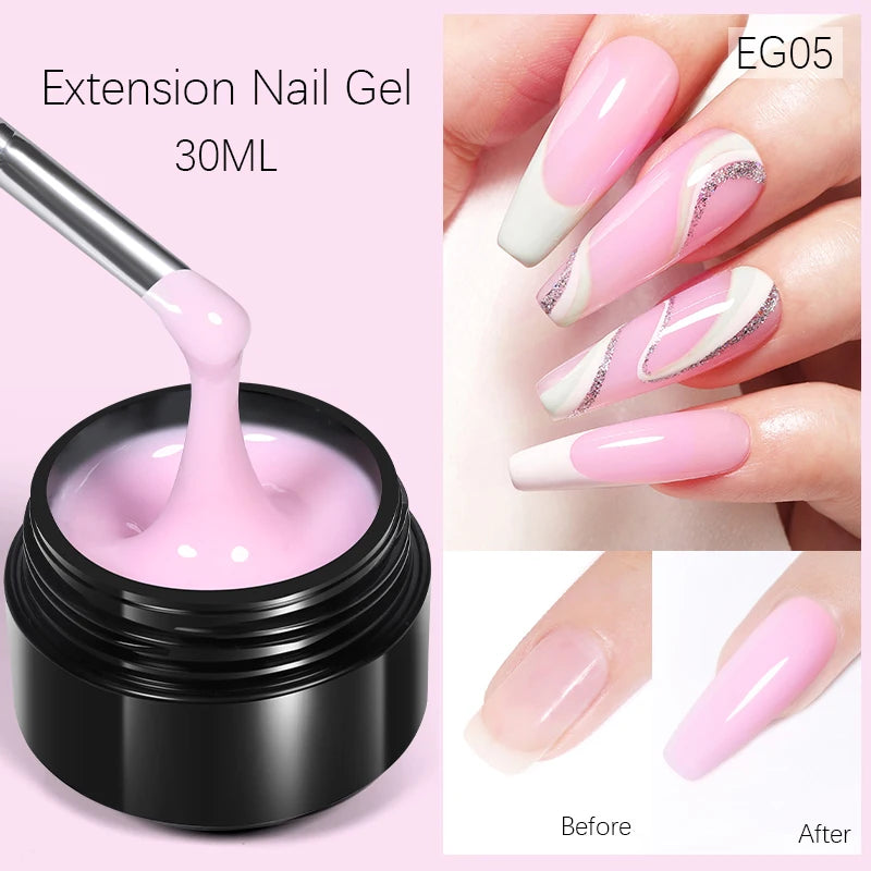 BORN PRETTY 30ml Nail Extension Gel Glitter Soak Off Nail Acrylic Crystal Building UV Gel for Nails Quick Extension Manicure