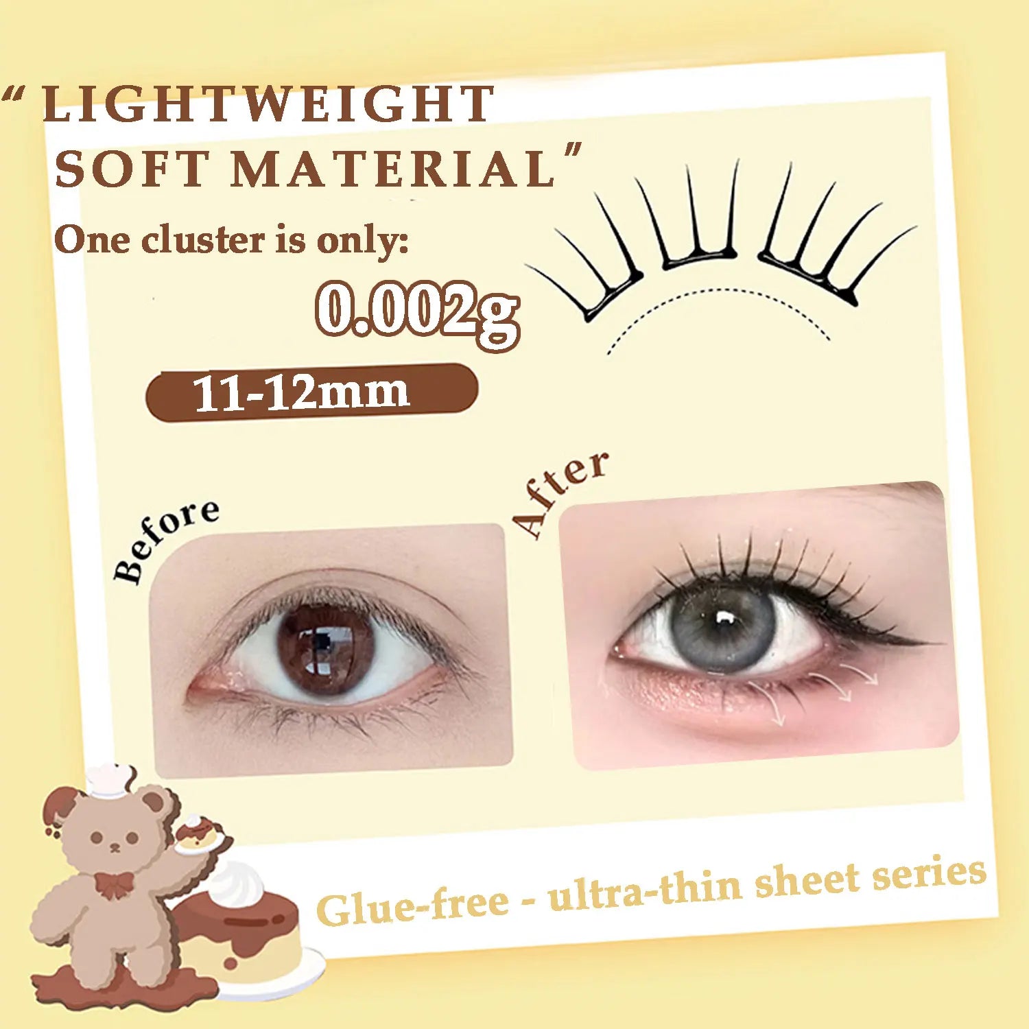 Glue-free Lashes Cluster Ultra-thin Sheet Series False Eyelashes Zero Touch Feeling· Liquid Bond Eyelashes Segmented Lashes