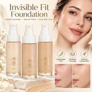 2 Pcs Liquid Foundation 3 Shades 30ml Ea. Natural Lightweight Full Coverage Long-Lasting Oil Control Concealer Base Makeup for All Skin Types