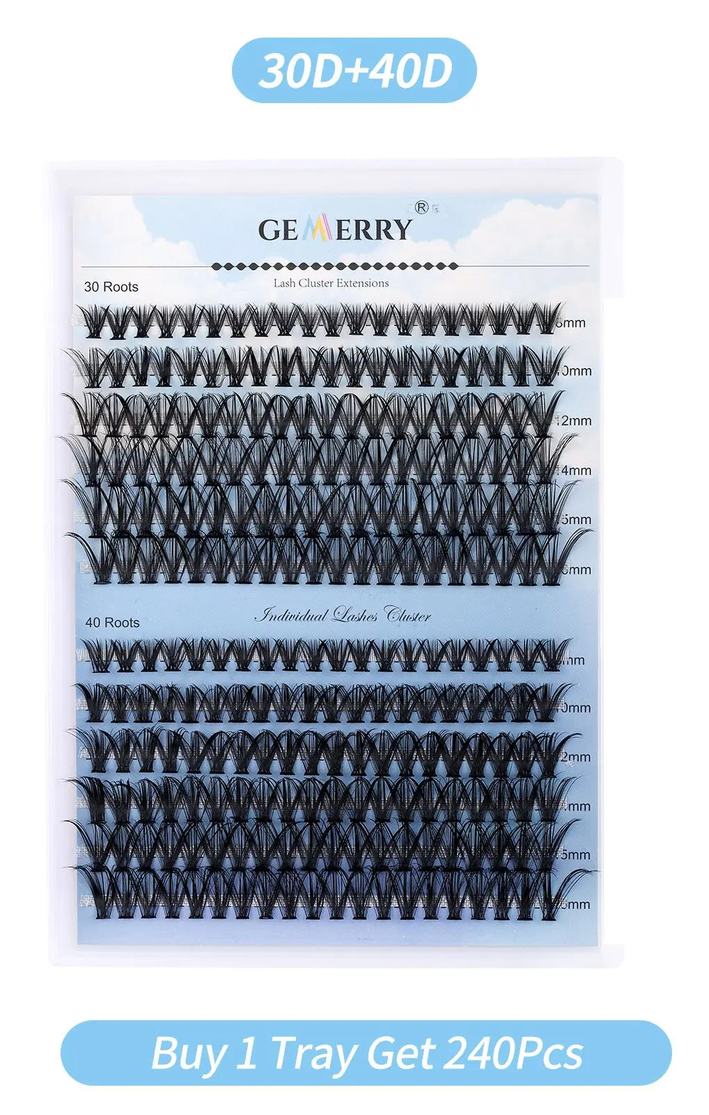 Gemerry 40P/50P DIY Lashes Extension Kit With 280 PCS False Lash Clusters Lash Bond And Seal Lash Glue Remover And Lash Tweezers