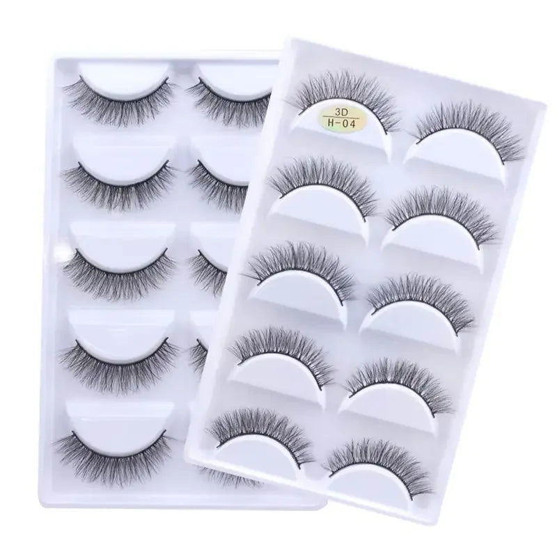 AMSNCN NEW 5Pair 100% Real 3D Mink Lashes Soft Natural False Eyelashes Makeup Long Eye Lashes Eyelash Extension CiliosH13mini