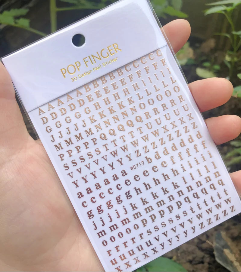 New Roman 26 English Alphabet Number 3D Self-adhesive Nail Art Decal Sticker Word Small Letter Nail Tattoos Decal Stickers