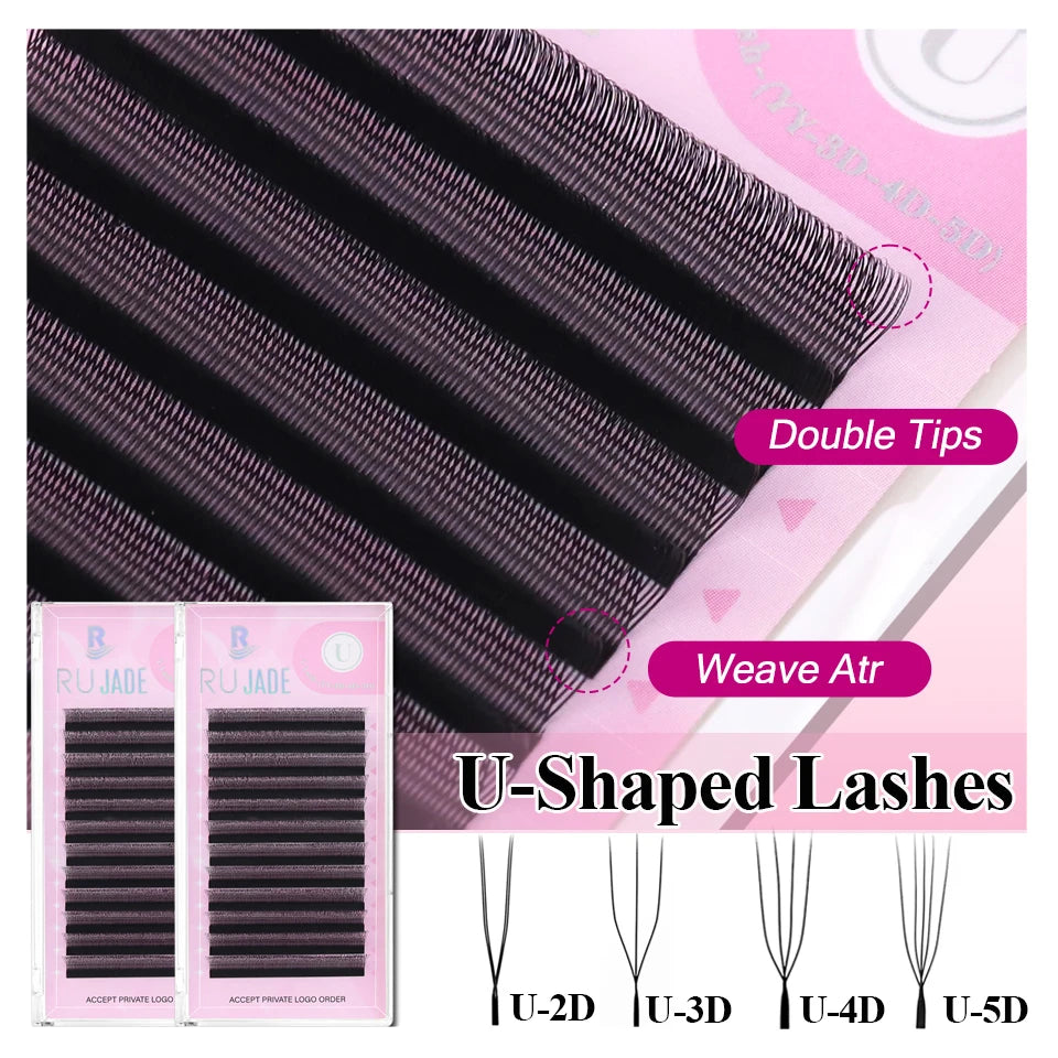 New Arrival U Shape YY Eyelashes Extensions 3DW U5DW Lashes Extension Premade Volume Fans False Eyelashes U Shape W Bloom Lashes