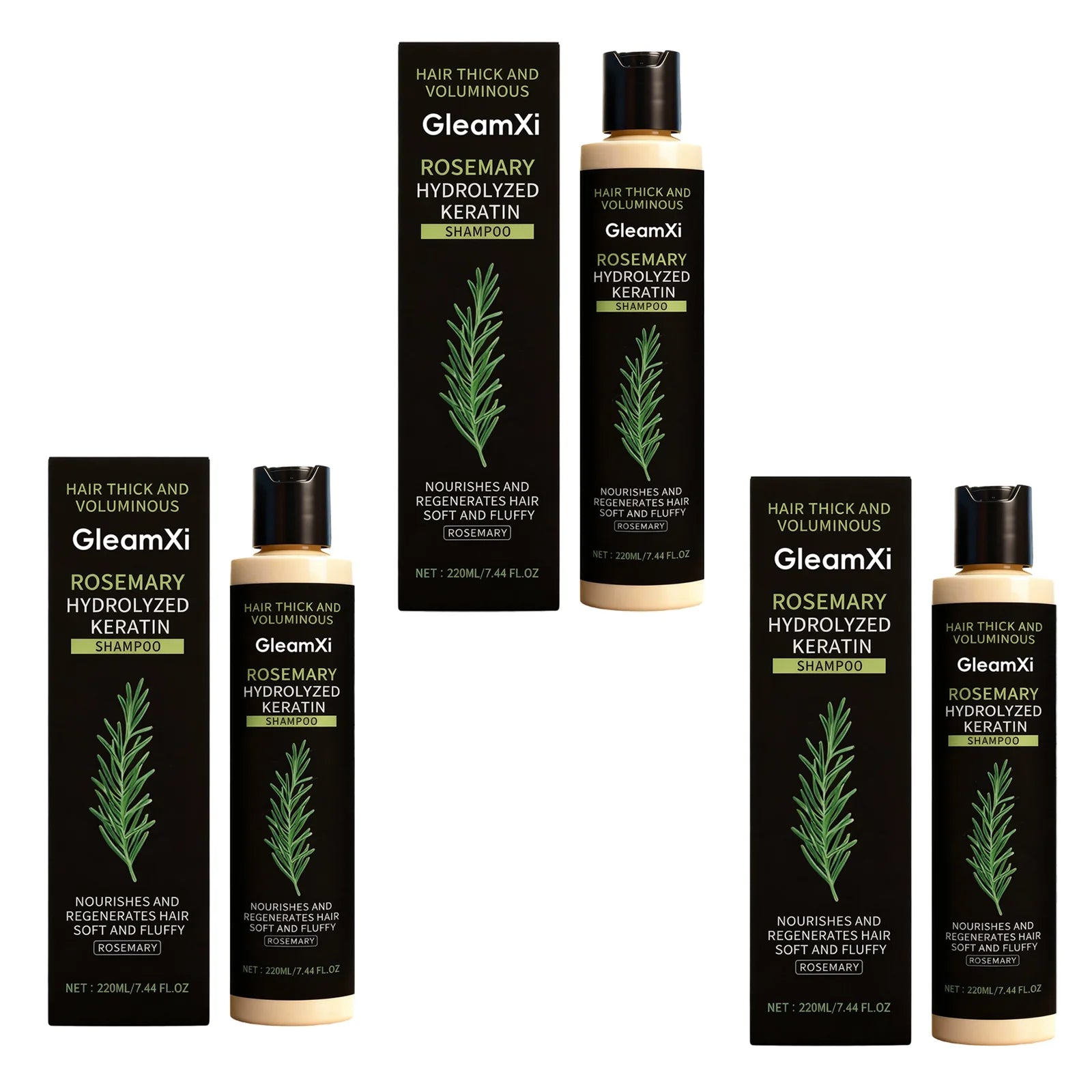 Rosemary Keratin Volumizing Shampoo 220ML Deep Nourishing Hair Care Repair Damage Boost Fullness Smooth Frizz Control Daily Use