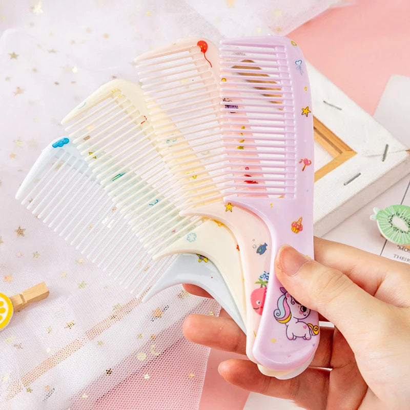 2Pcs/Set Cute Kids Hairdressing Comb Anti-static Pointed Tail Comb for Girls Whale Dinosaur Giraffe Unicorn Hair Cmb Kids