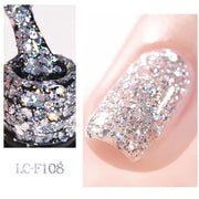LILYCUTE Silver Glitter Gel Nail Polish Colorful Shining Sequins Semi Permanent Soak Off Need Base Top Coat Nail Art Gel Varnish