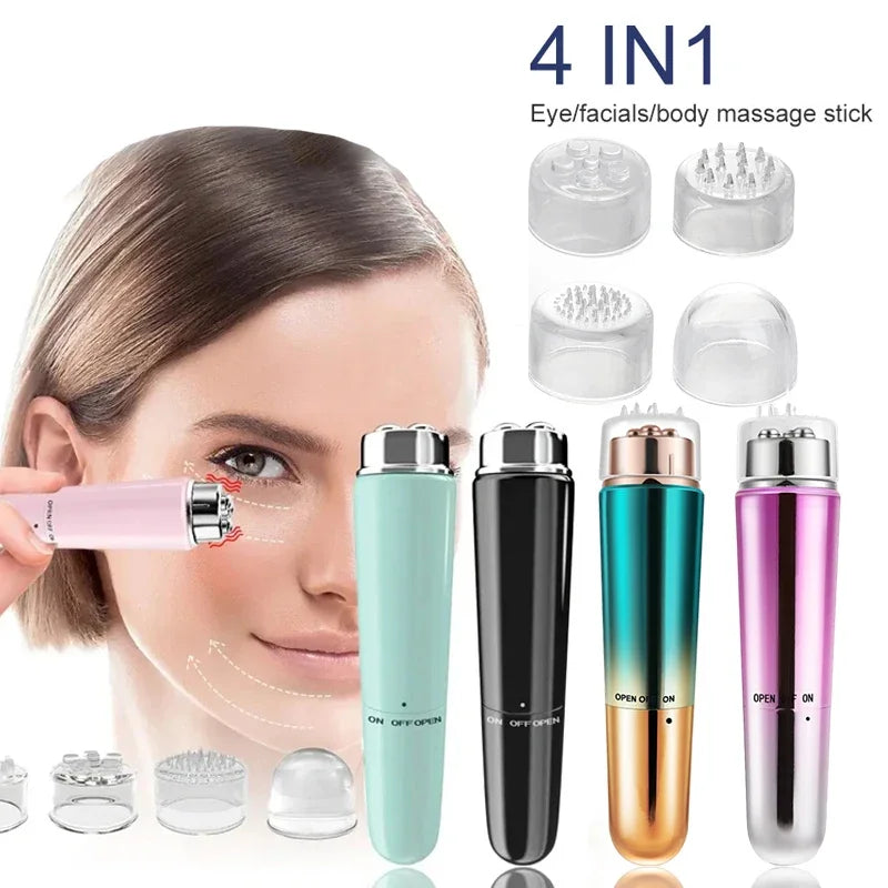 4 in 1 Electric Eye Massager Micro Vibration Facial Beauty Instrument for Relax Eye Dark Circles Eye Bags Puffiness Eye Massage