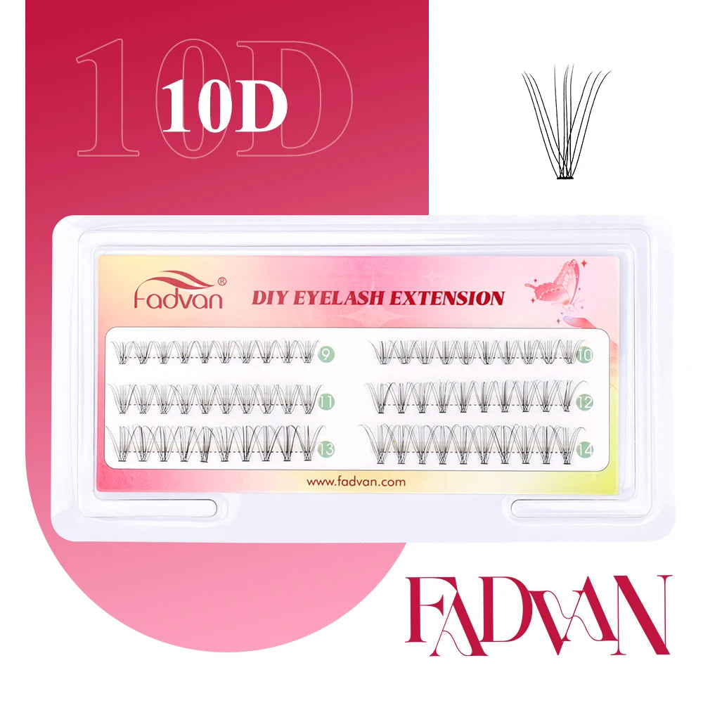 Fadvan 60P/80P DIY Eyelash Extension Kit Individual Lashes Cluster D Curl Mix Lash Clusters with Bond and Seal Lash Extensions