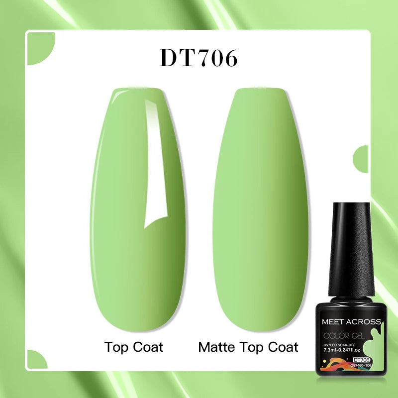 MEET ACROSS 7ml Red Blue Green Metallic Gel Nail Polish Super Bright Mirror Effect Semi Permanent LED UV Gel Nail Art Varnish