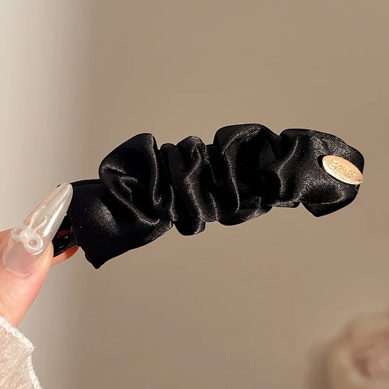 Korean Elegant Solid Fold Satin Banana Hair Clip For Women Girls Sweet Hair Ornament Hairpin Barrette Fashion Hair Accessories