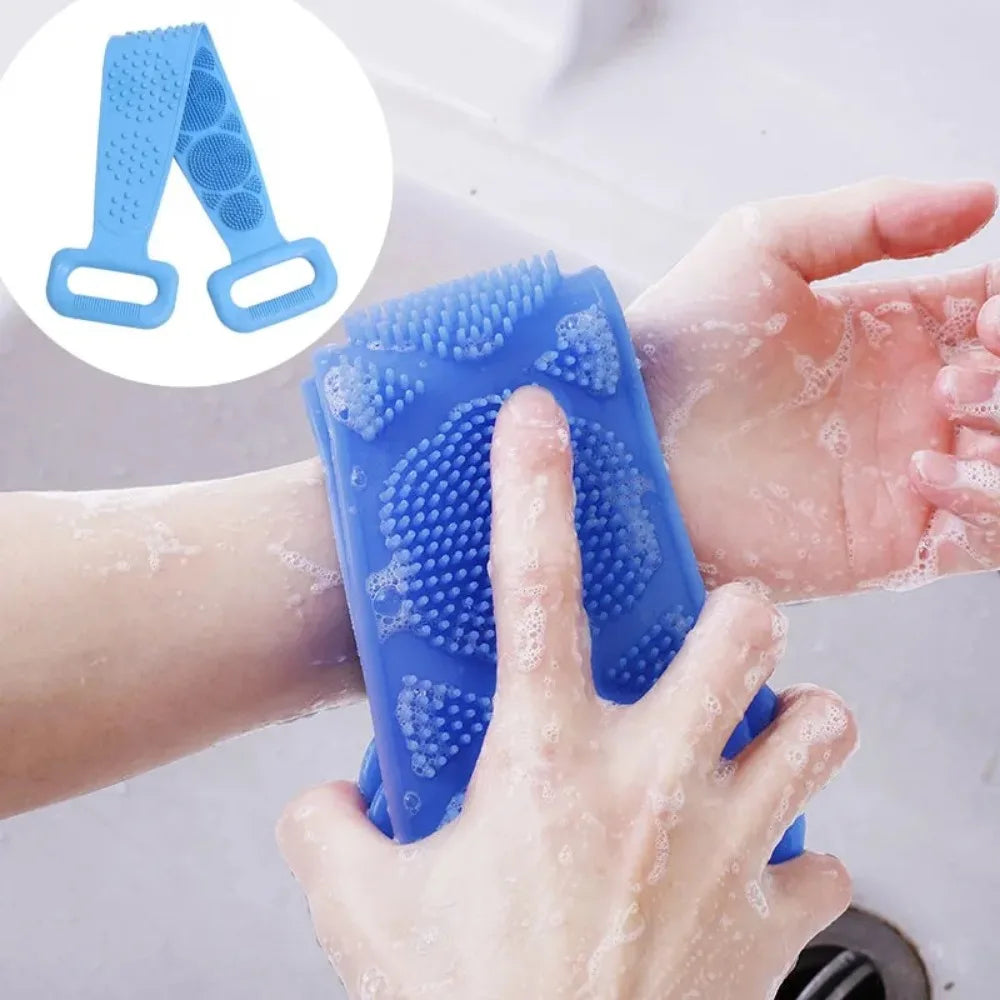 1pc Body Sponge Silicone Body Scrubber Brushes Bath Towels Scrubber Rubbing Back Peeling Skin Clean Massage Shower Belt Extended