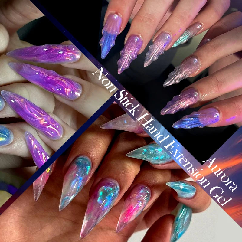 LILYCUTE 7ml Auroras Non Stick Hand Solid Extension Gel Nail Polish 3D Carving Flower Soak Off Nail Art Acrylic Hard Gel Varnish