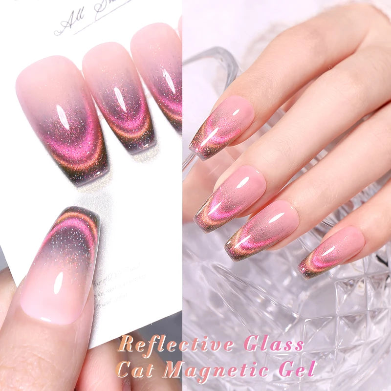 BORN PRETTY 10ml Rose Gold Cat Magnetic Gel Polish Pink Orange Soak Off UV LED Varnis Semi Permanent for Nail Art Design at Home
