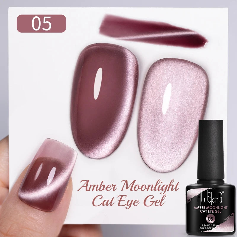 AWStorG Intense Rainbow Cat Eye Gel 5ml Holographic Laser Magnetic Nail Gel Soak Off UV LED Gel Polish Shiny Rainbow Manicur