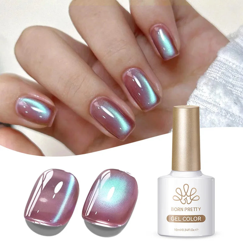 BORN PRETTY 10ml Scarlet Jade Colored Cat Magnetic Gel Nail Polish Rose Gold Light Soak Off UV Gel Nail Art Supplies