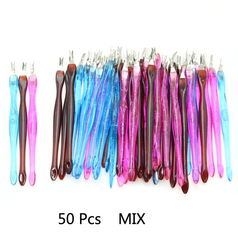 50/100 Pcs/Bag Scrape Dead Skin Push Fork Pedicure Nails Tools Cuticle Remover  V-shaped Sharp Trim Barbs and Exfoliate Manicure