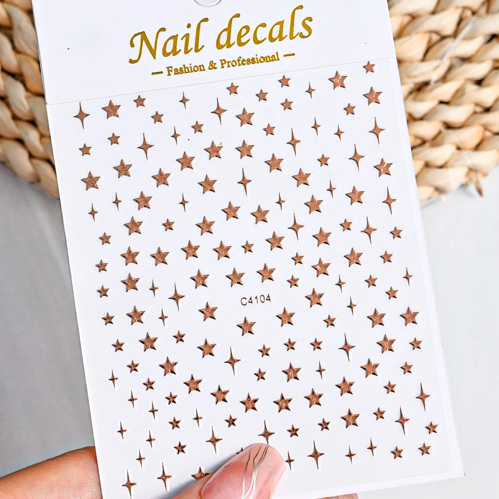 1pcs Star-Themed Nail Art Stickers 3D Self-Adhesive Plastic Decals With Glitter Finish Anime Rectangle Shape Ideal For DIY Nails