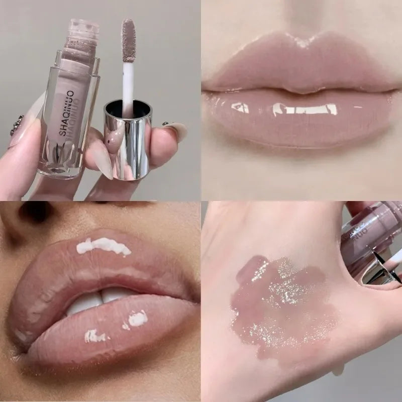 Black Gothic Lip Gloss Mirror Moist Matte Gothic Pure Black Silver Fine Flash Lip Glazed Low Saturation Lasting Lip Tint Makeup